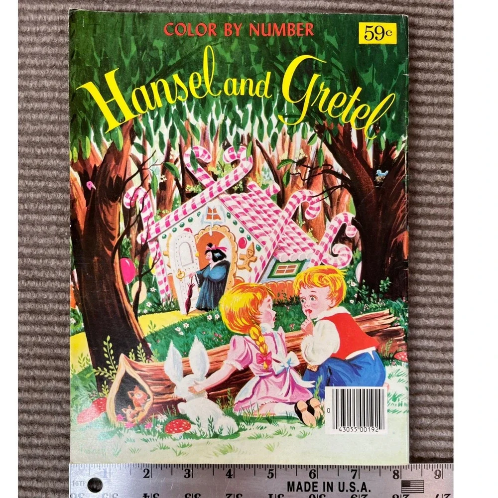 Vintage Hansel and Gretel Color By Number Book Fairy Tale Activity‎ Made in USA